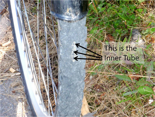 The black spot on the inside of the white carcass was the Inner Tube.